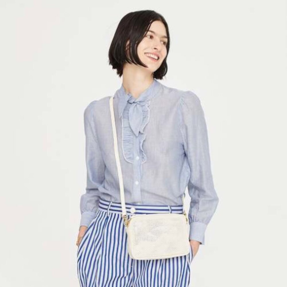 Clare V Cream Midi Sac Crossbody Bag + Shortie Strap